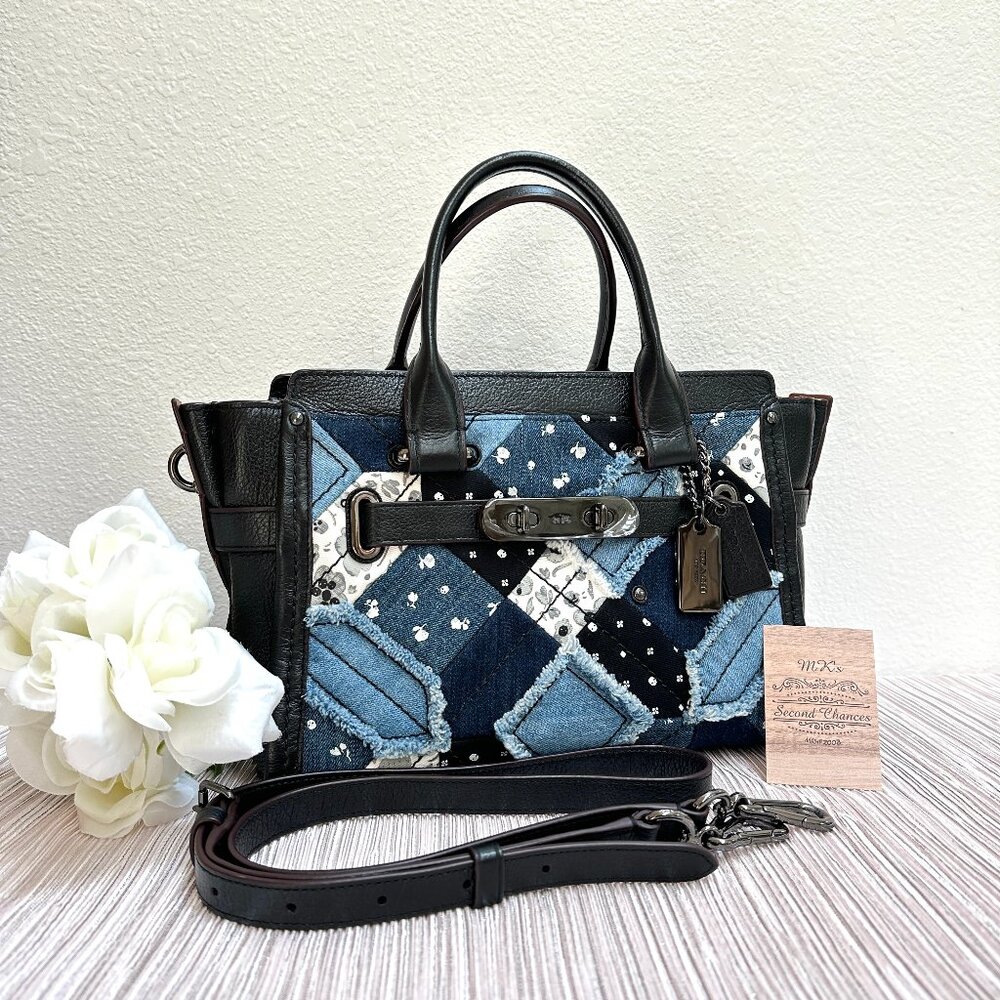 NWOT Coach Swagger 27 38075 Canyon Quilt Denim - Satchel, Crossbody + Dust Bag